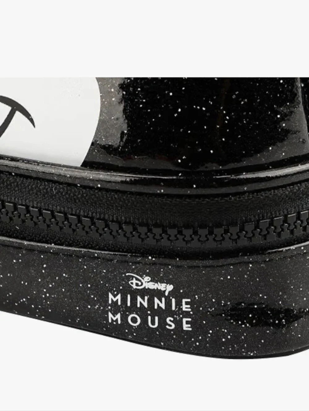 Disney Minnie Mouse Black Glitter Cosmetic Bag 6” 3D Ears Bioworld NEW